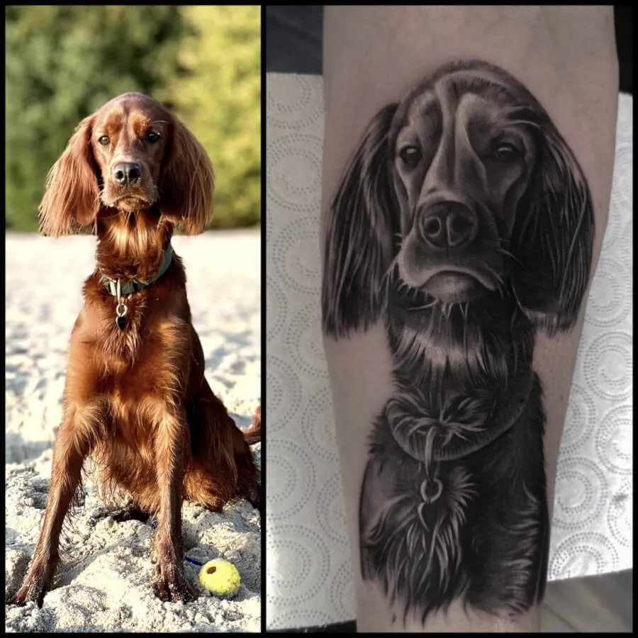 Tatuaż czarno-szary: portret psa